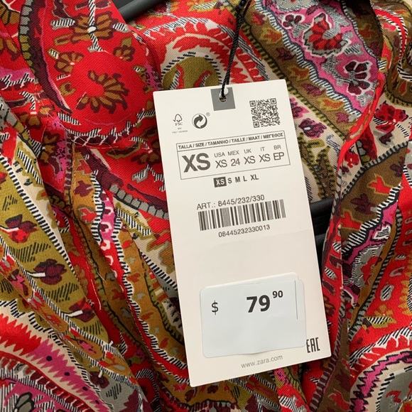 Zara printed dress with belt - Picture 3 of 3